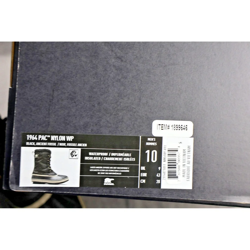 Sorel 1964‎ Pac Nylon WP Shoes Mens Size 10 Black Snow Boot Insulated Fur Trim